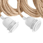 Suspension plafond blanche encorde tressée naturel 5 ampoules – Ø35 cm