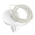 Suspension blanche à base ronde en câble tressé – L250 cm