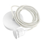 Suspension blanche à base ronde en câble tressé – L250 cm
