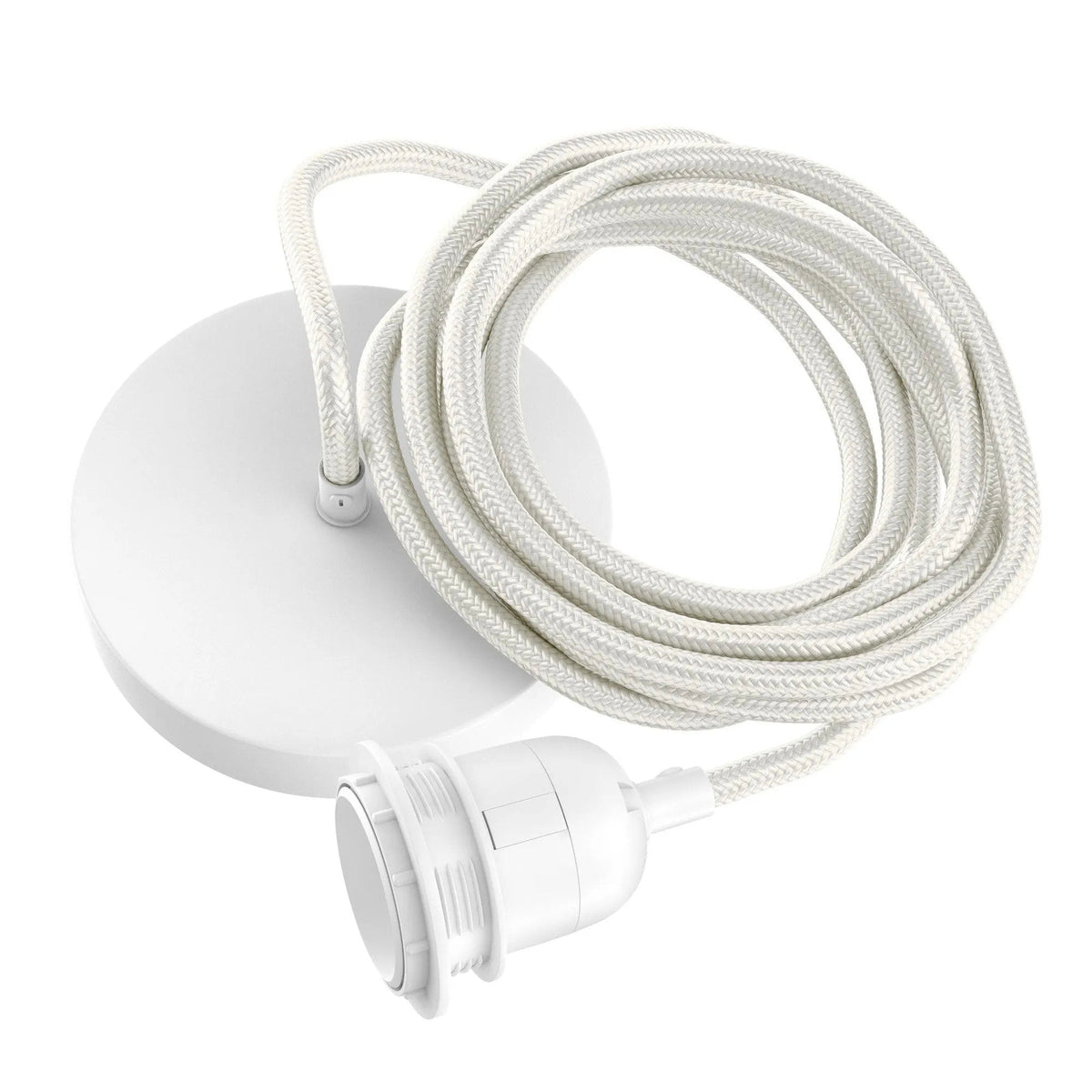 Suspension blanche à base ronde en câble tressé – L250 cm