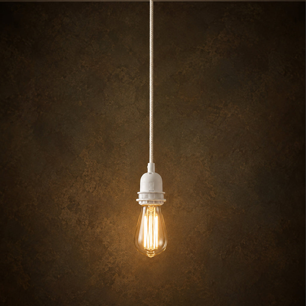Suspension blanche à base ronde en câble tressé – L250 cm