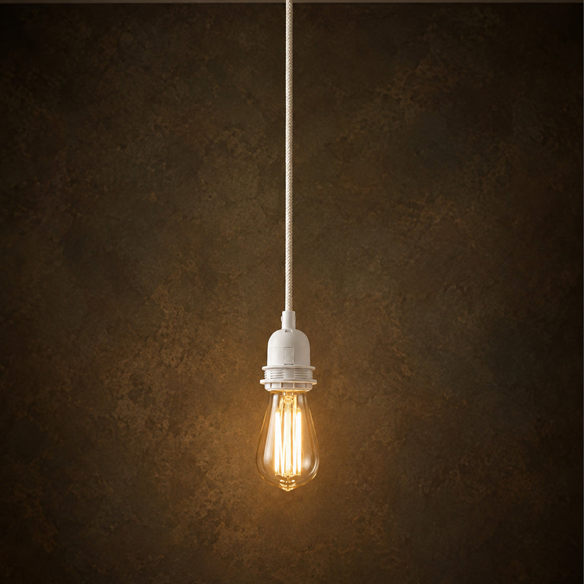 Suspension blanche à base ronde en câble tressé – L250 cm