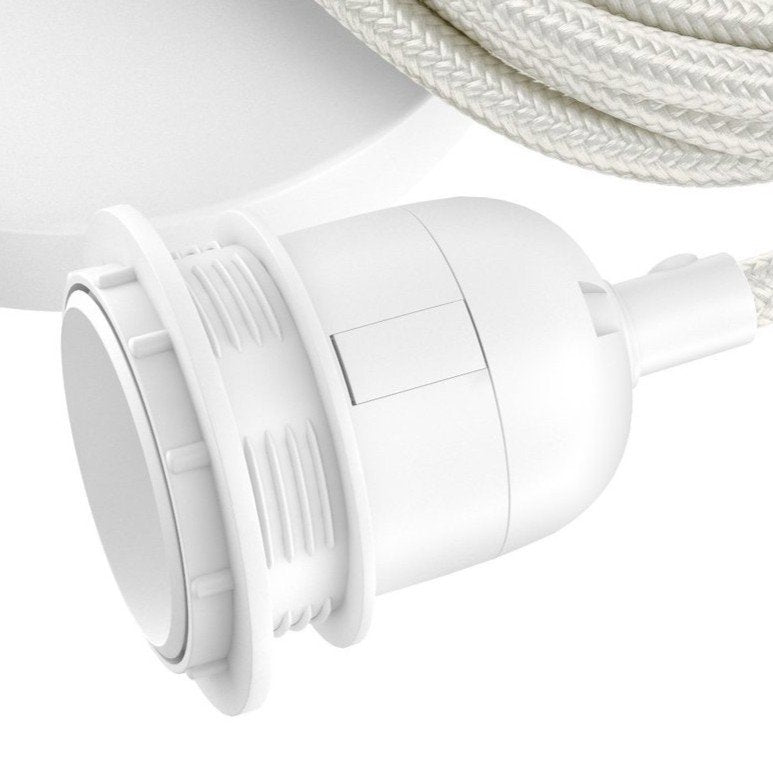 Suspension blanche à base ronde en câble tressé – L250 cm