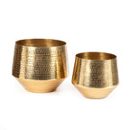 Cache-pot martelé en laiton doré finition mate – Ø36 cm