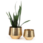 Cache-pot martelé en laiton doré finition mate – Ø36 cm