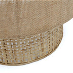 Applique murale en rotin ajouré et jute beige cylindrique – H41 cm