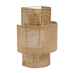 Applique murale en rotin ajouré et jute beige cylindrique – H41 cm