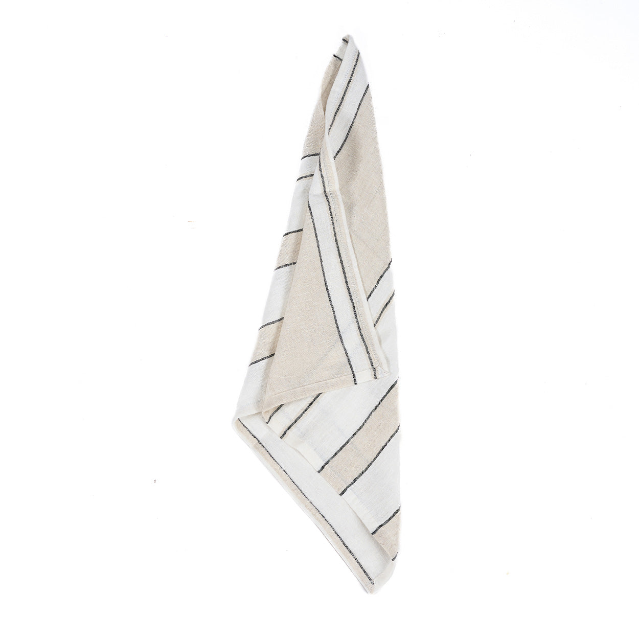 Serviette en lin rayée noir et écru pour table raffinée