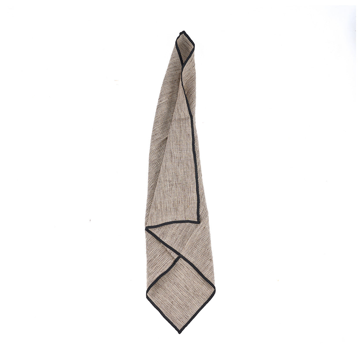 Serviette en lin naturel rayée bordure noire