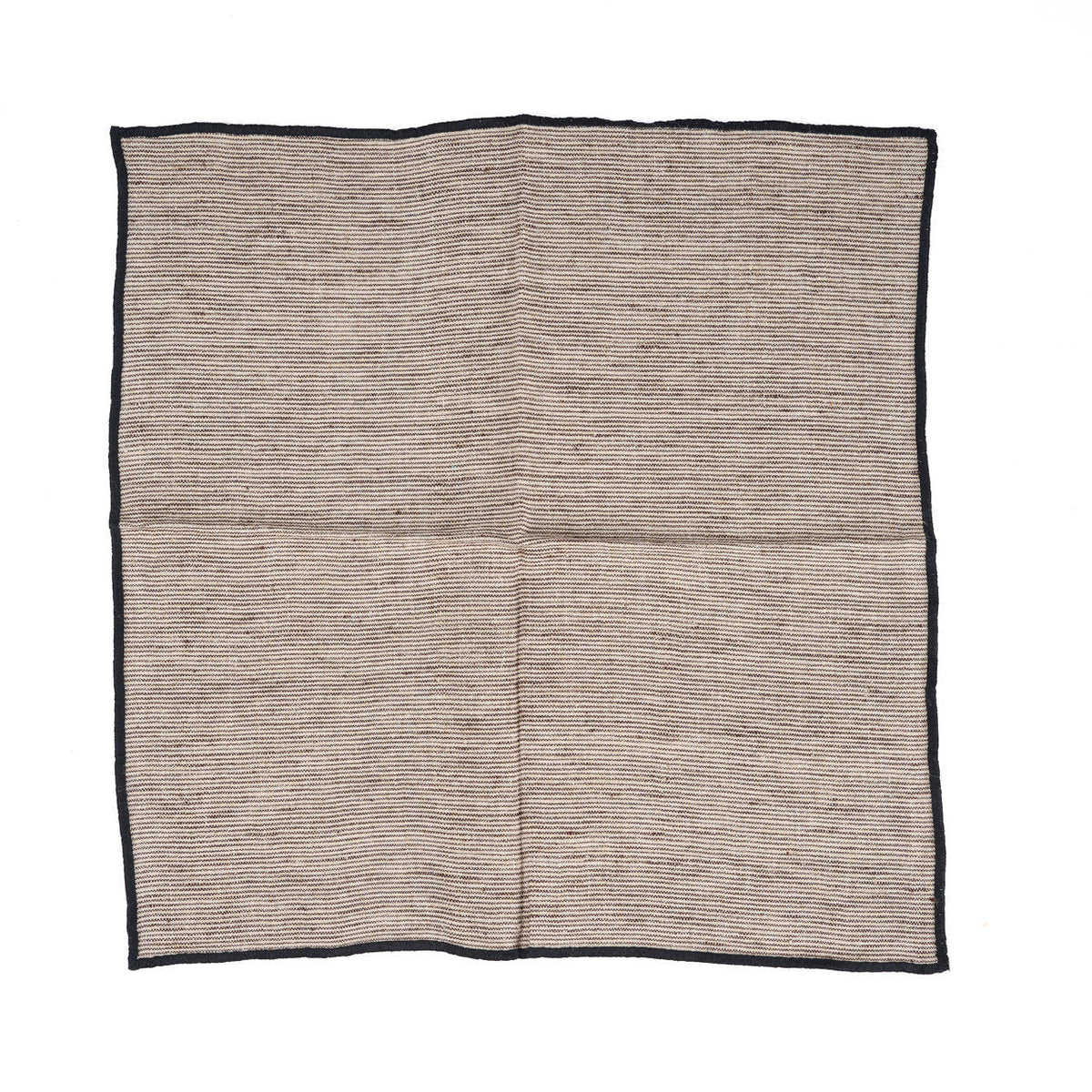 Serviette en lin naturel rayée bordure noire