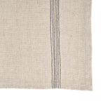 Serviette en lin naturel rayée noir beige pour table ou cuisine