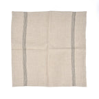 Serviette en lin naturel rayée noir beige pour table ou cuisine