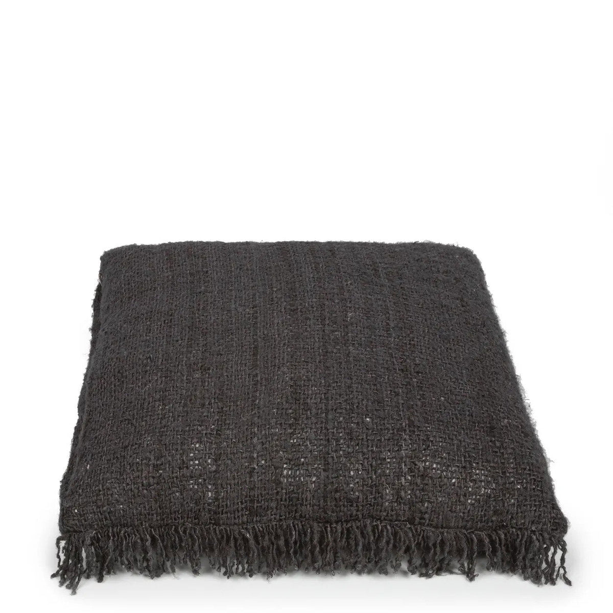 Housse de coussin coton noir frangé - 60x60 cm