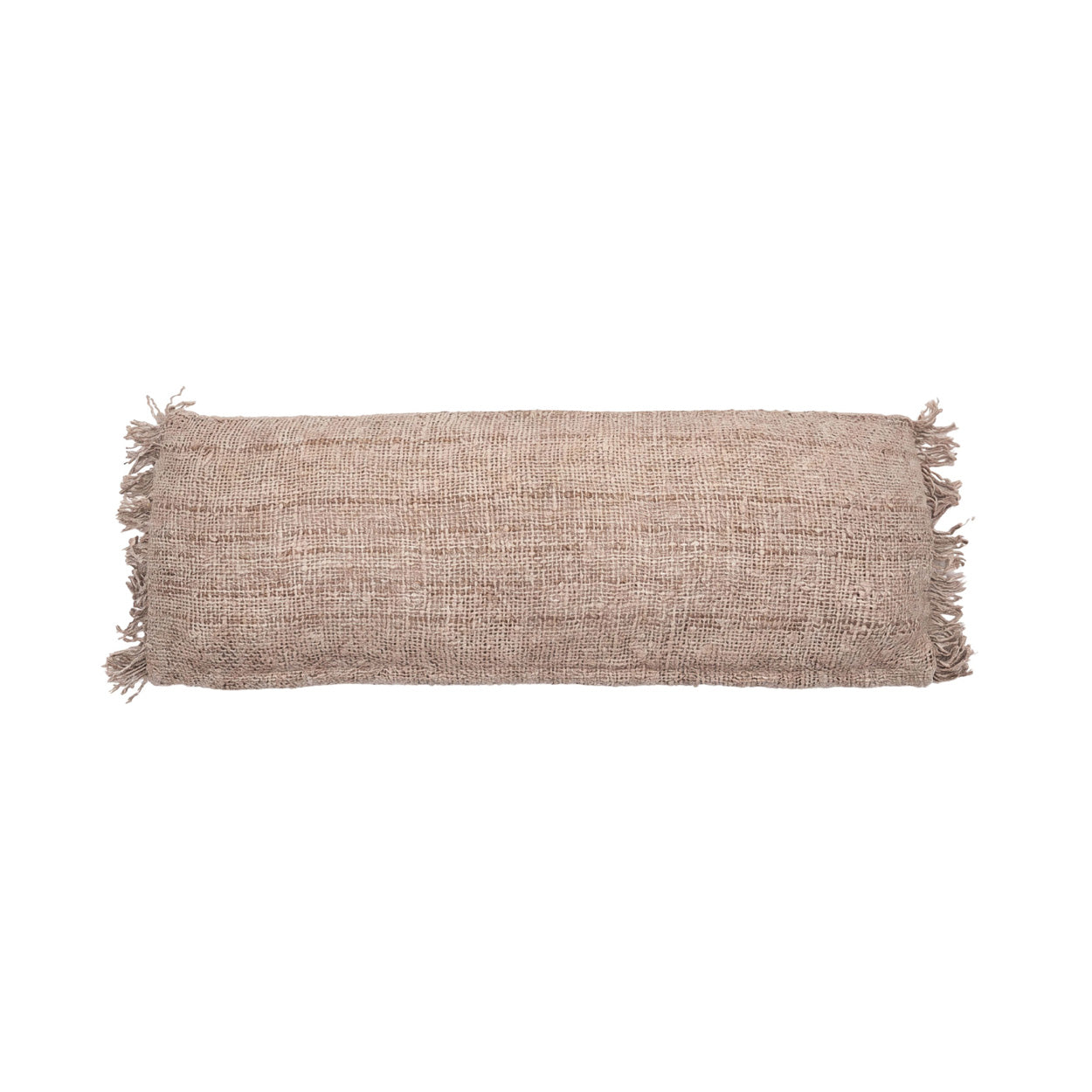 Housse de coussin rectangulaire beige coton - 35x100 cm