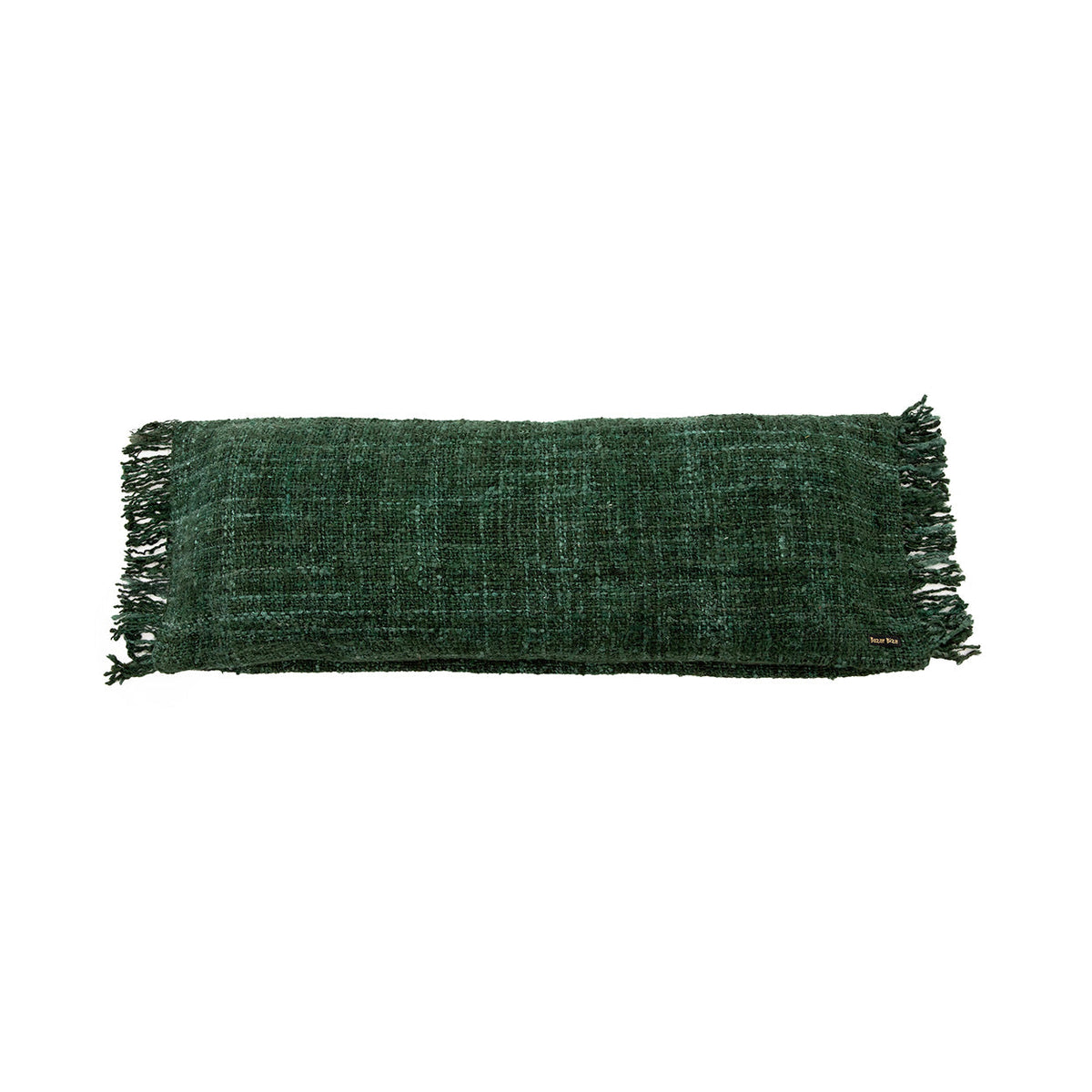 Housse de coussin vert forêt rectangulaire en coton tissé - 35x100 cm