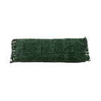 Housse de coussin vert forêt rectangulaire en coton tissé - 35x100 cm