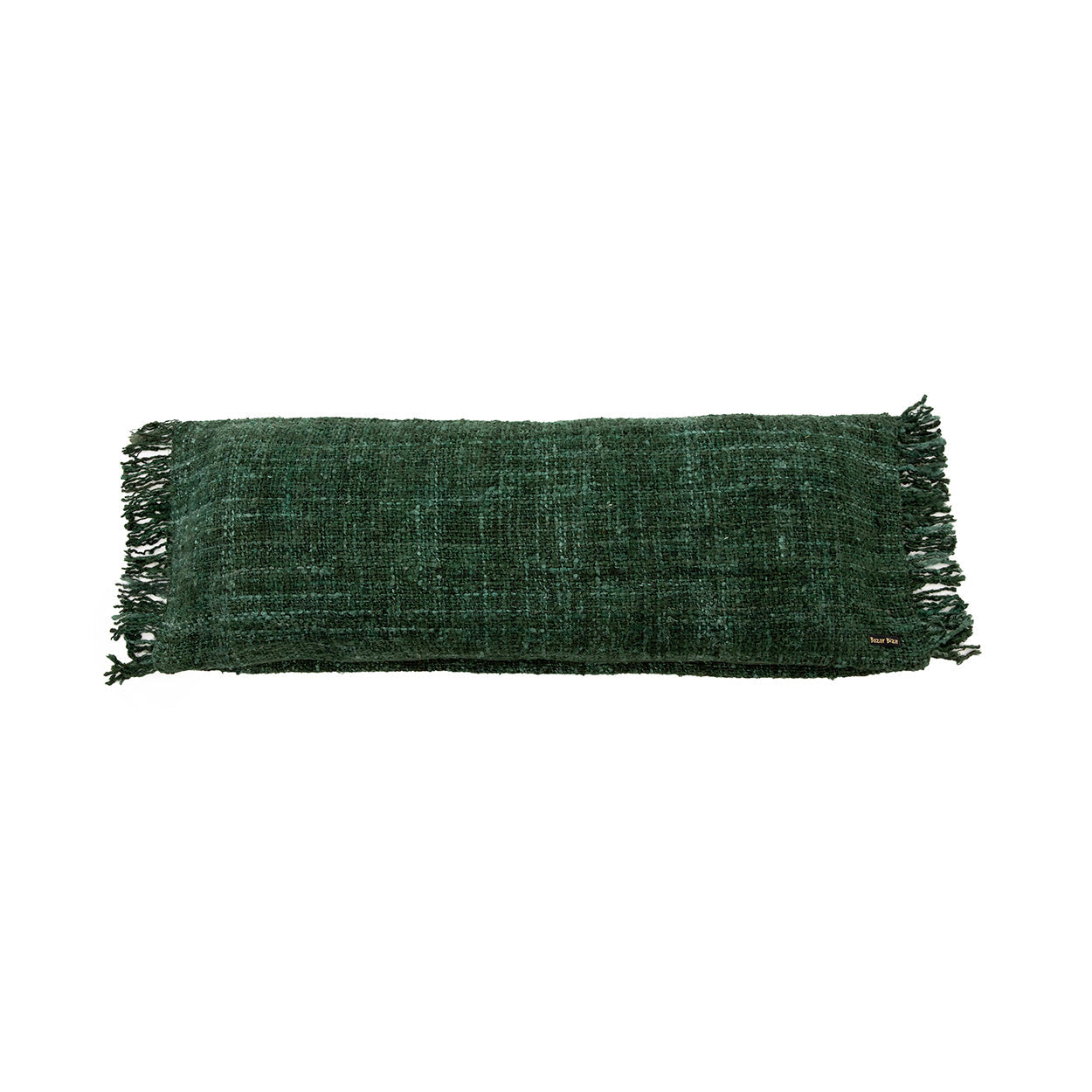 Housse de coussin vert forêt rectangulaire en coton tissé - 35x100 cm