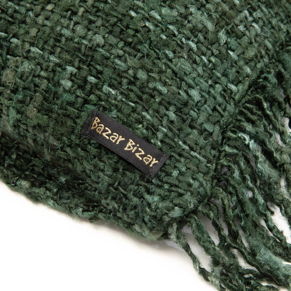 Housse de coussin vert forêt rectangulaire en coton tissé - 35x100 cm
