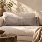 Housse de coussin rectangulaire coton gris perle - 35x100 cm