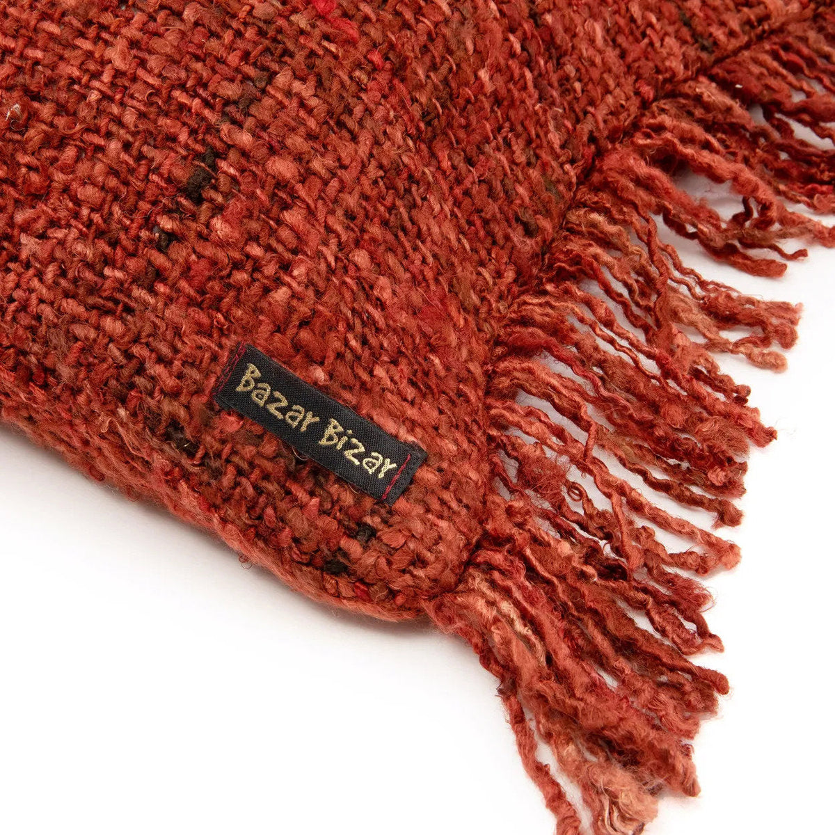Housse de coussin rouge cerise à franges – 35x100 cm
