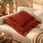 Housse de coussin rouge cerise  en coton tissé - 40x40 cm