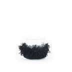 Porte-bougie en velours noir – Cylindrique et texturé