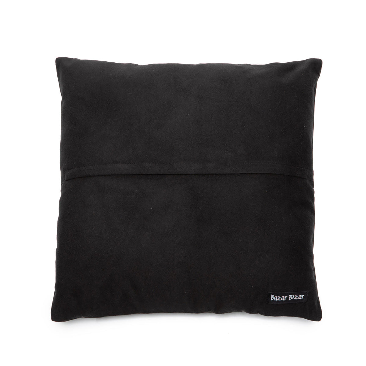 Housse de coussin carrée en cuir noir surpiqué - 40x40 cm