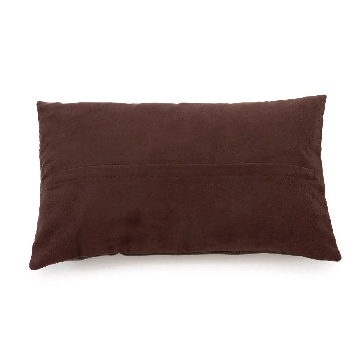 Housse coussin cuir marron  avec coutures décoratives - 30x50 cm