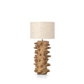 Lampe de table sculpturale en papier mâché brun pour salon – H52 cm