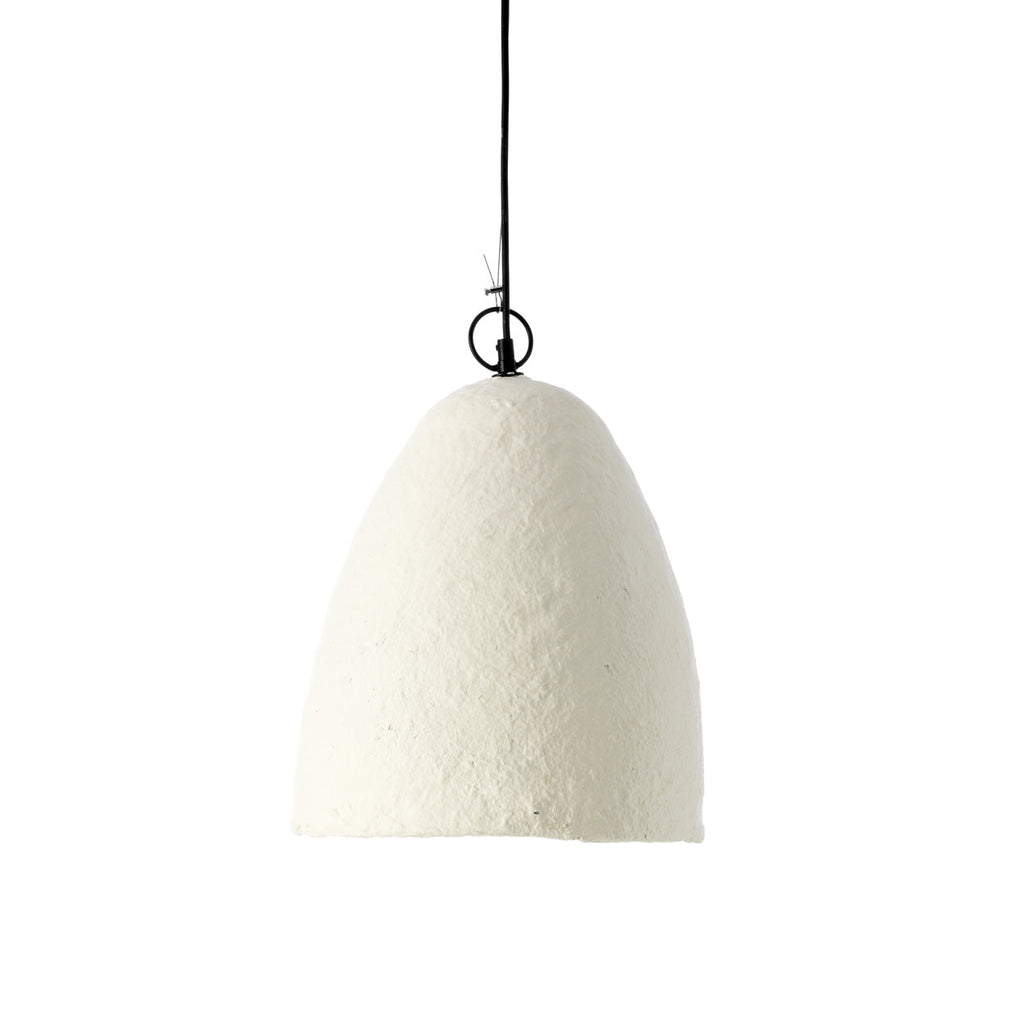 Suspension cloche en papier mâché blanc cassé – Ø30 cm