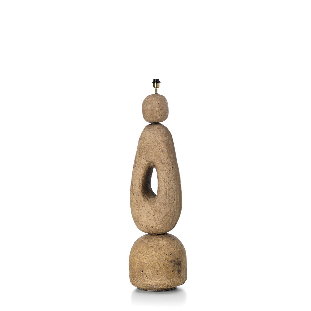 Lampadaire en papier mâché sculptural brun terre pour salon – H123 cm XL