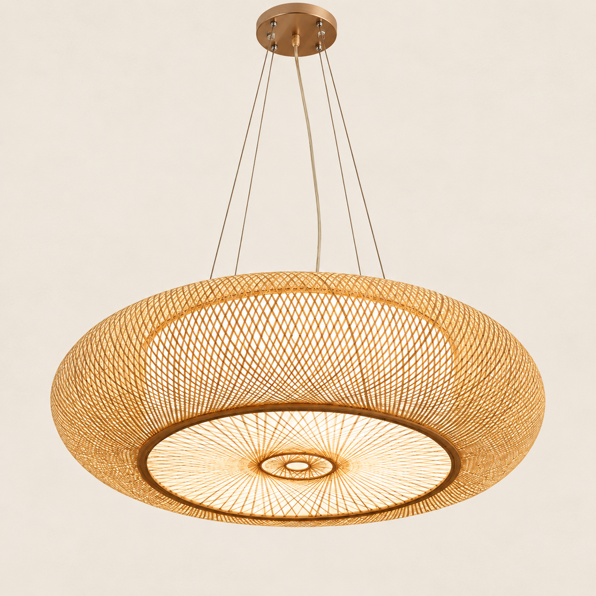 Suspension en Bambou Tressé style Balinais HALO – Ø 50 cm.