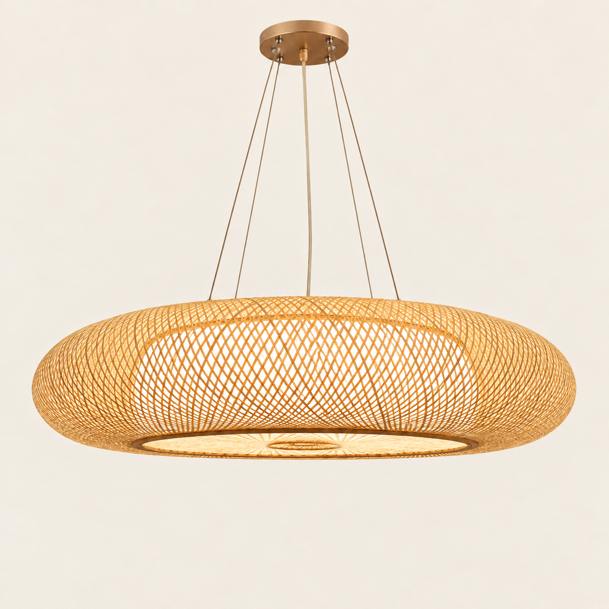 Suspension en Bambou Tressé style Balinais HALO – Ø 50 cm.