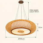 Suspension en Bambou Tressé style Balinais HALO – Ø 50 cm.
