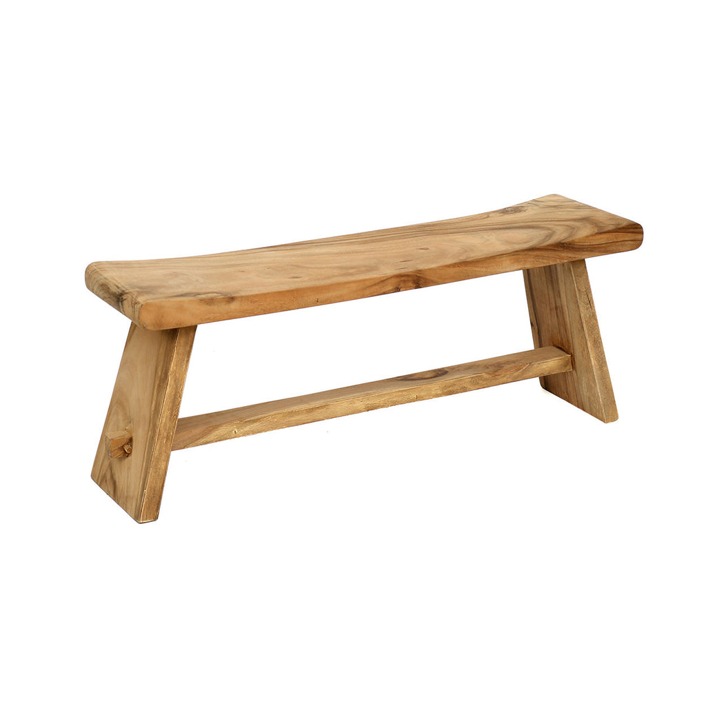 Banc en bois de suar massif naturel assise incurvée – 120x30 cm