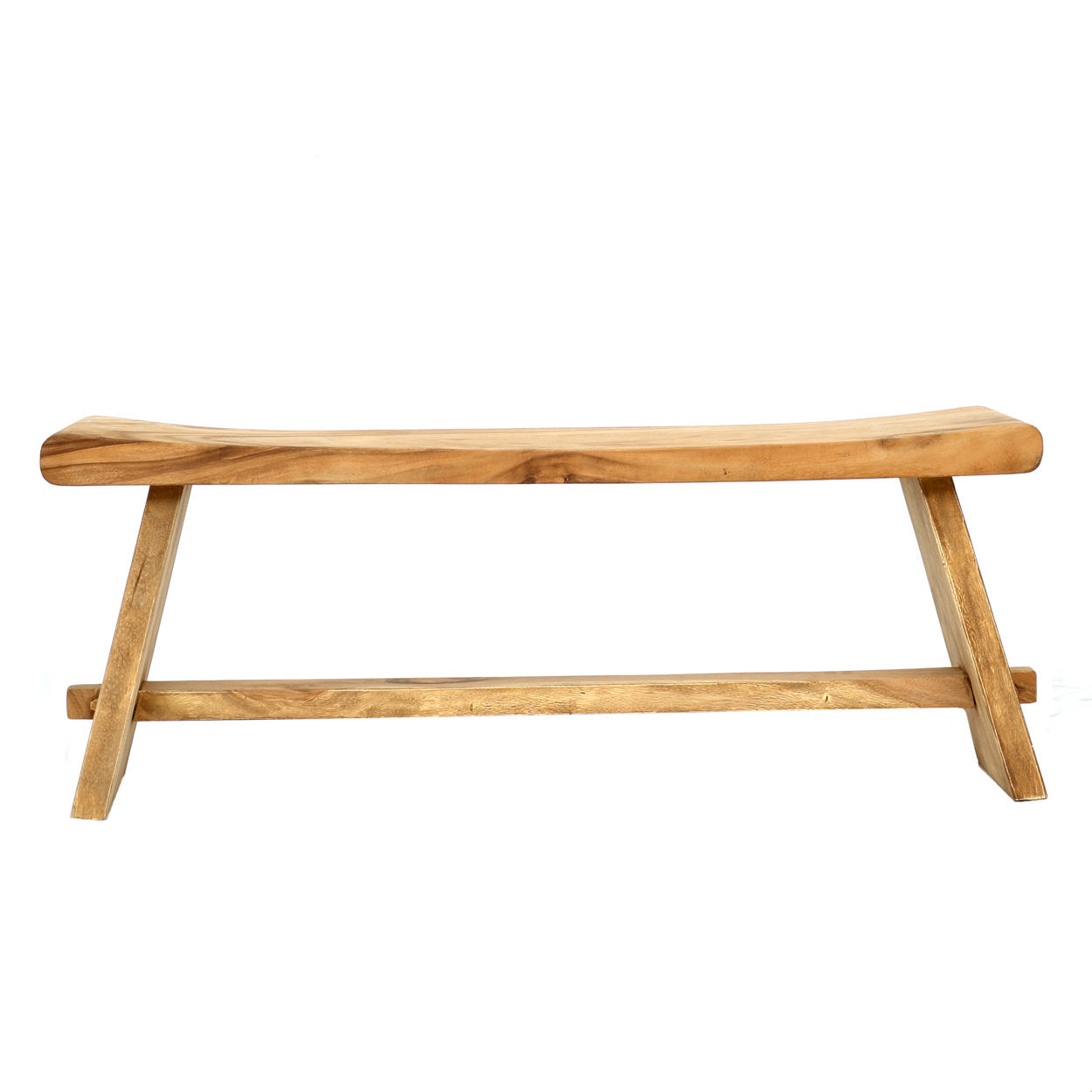Banc en bois de suar massif naturel assise incurvée – 120x30 cm