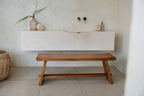 Banc en bois de suar massif naturel assise incurvée – 120x30 cm