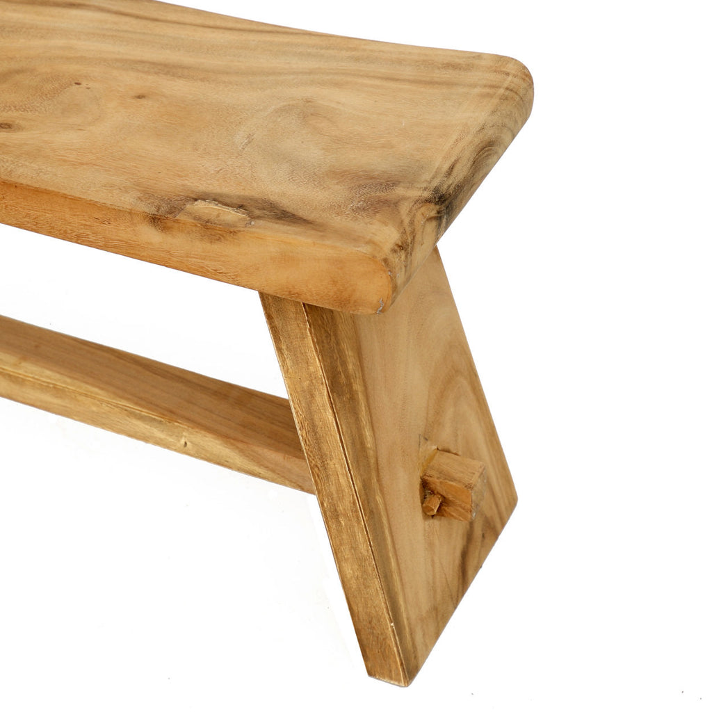 Banc en bois de suar massif naturel assise incurvée – 120x30 cm