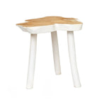 Table d’appoint en teck massif blanc naturel forme organique – 45x45 cm