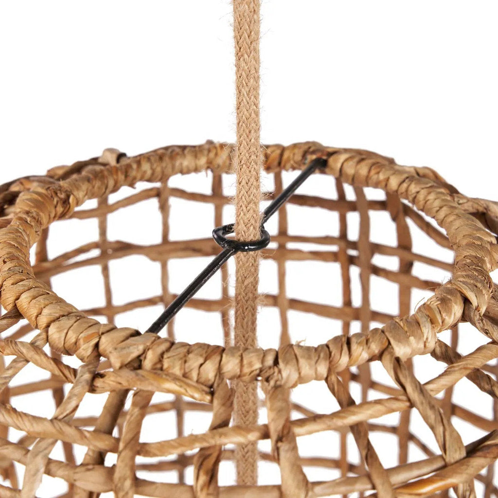 Suspension cylindrique en feuille de bananier tressée naturelle – H75 cm