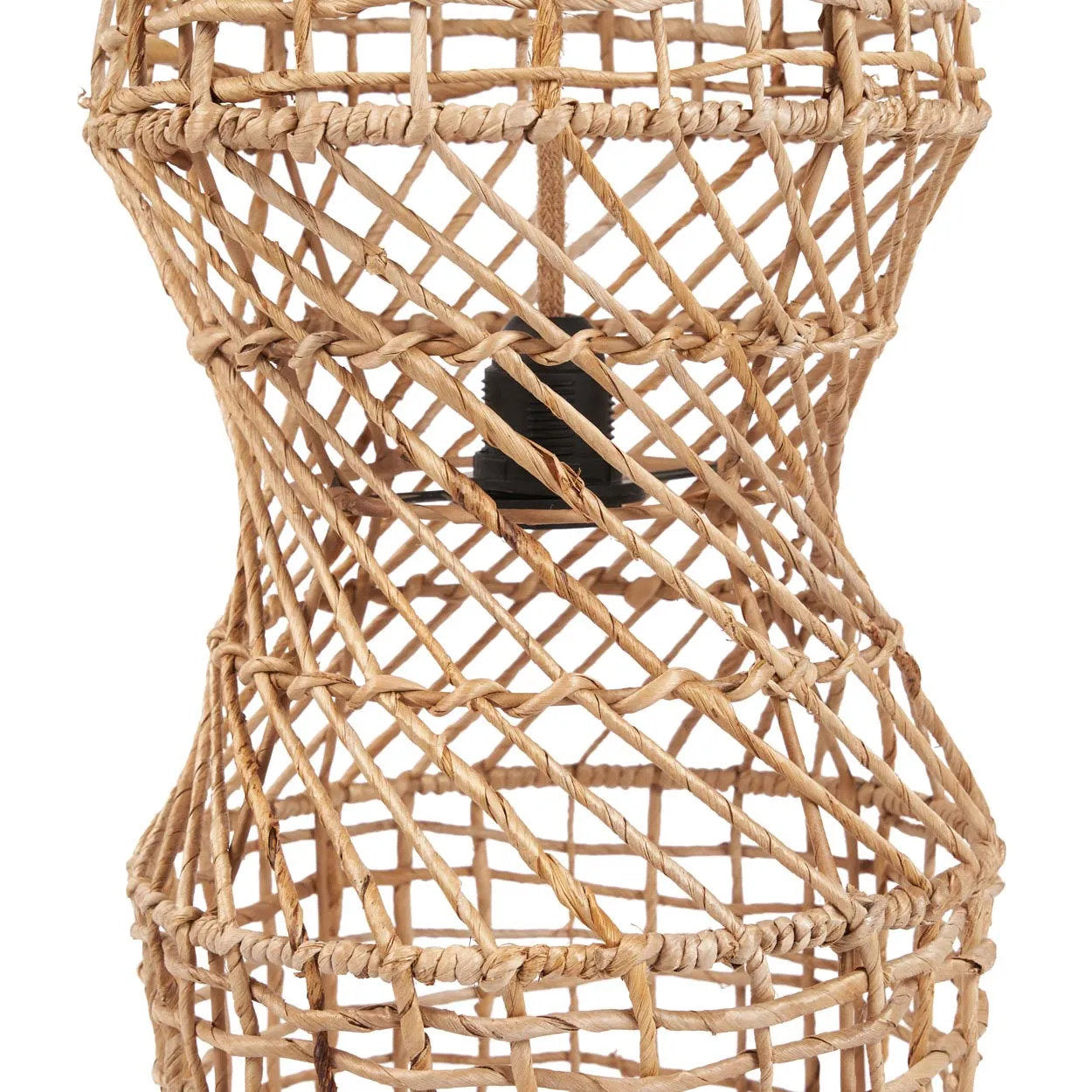 Suspension cylindrique en feuille de bananier tressée naturelle – H100 cm