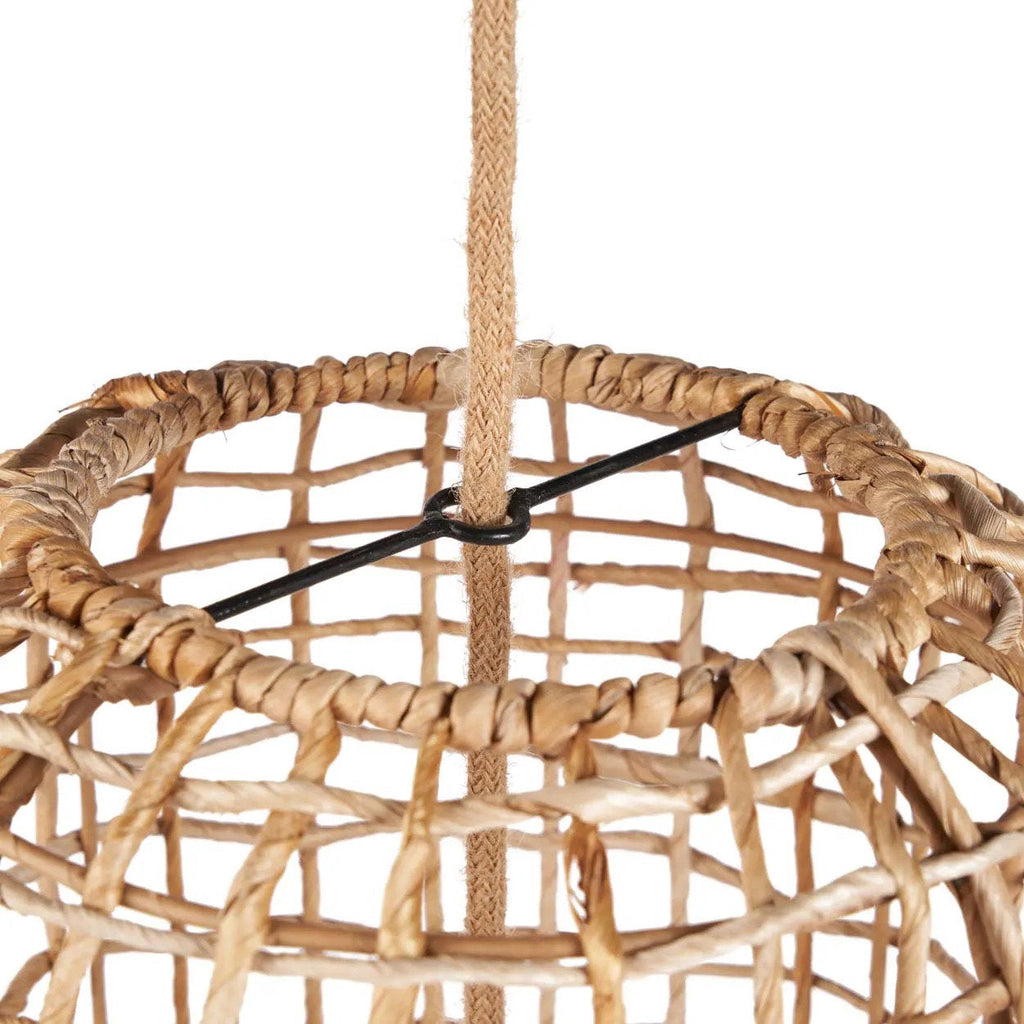 Suspension cylindrique en feuille de bananier tressée naturelle – H100 cm