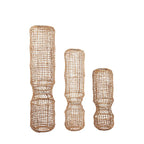 Suspension cylindrique en feuille de bananier tressée naturel – H130 cm