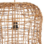 Suspension cylindrique en feuille de bananier ajourée naturelle – H74 cm