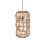 Suspension tressée en feuilles de bananier naturelle forme capsule ajourée – H57 cm