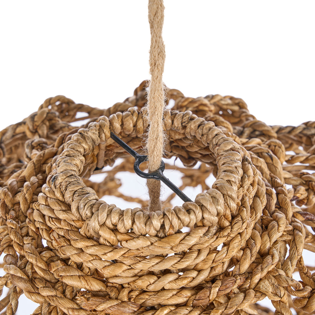 Suspension en feuille de bananier tressée naturelle ajourée – Ø45 cm