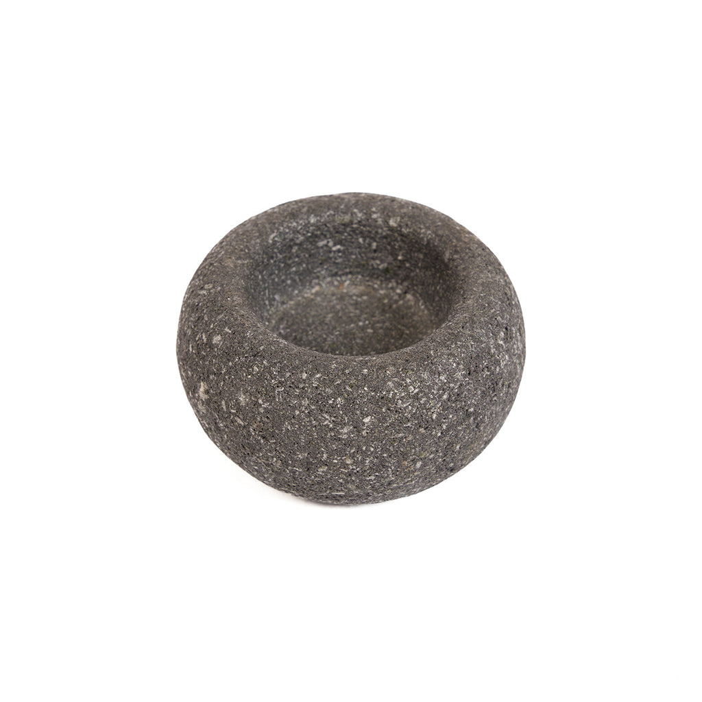 Bol à sel en pierre de lave gris granité forme galet