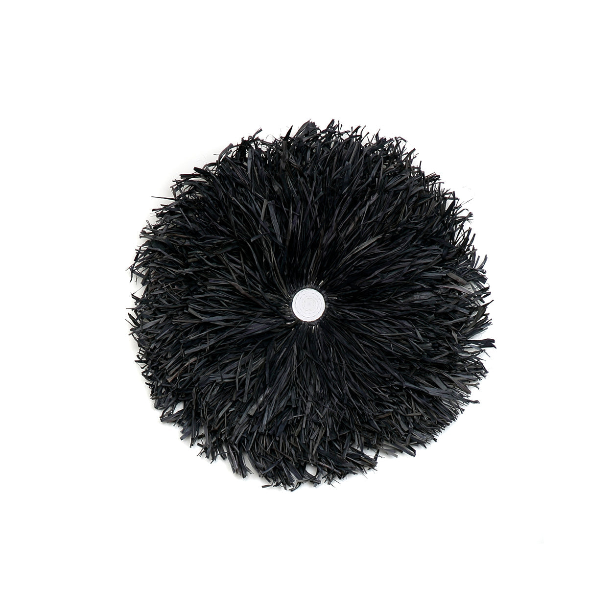 Juju hat murale rond en raphia noir centre blanc – Ø50 cm