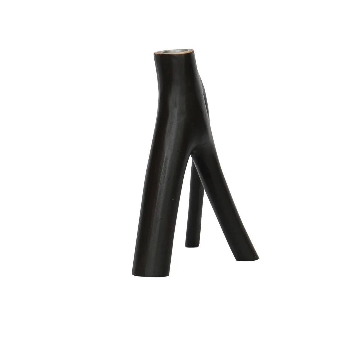 Porte-bougie sculptural noir en forme de brindilles naturelles