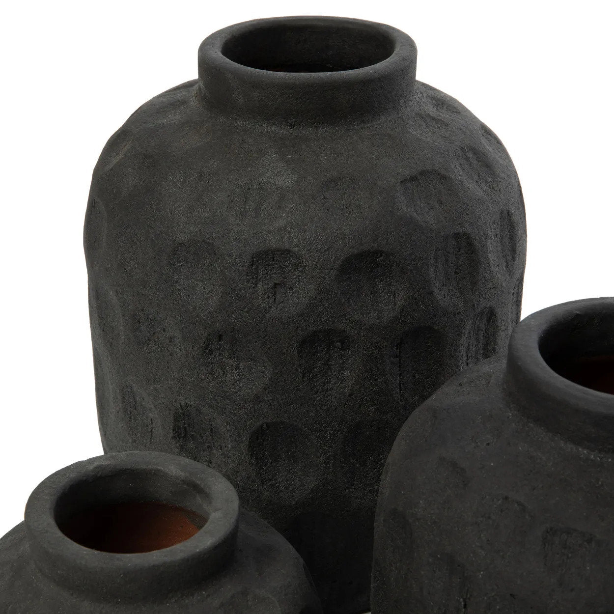 Vase en terre cuite noir 18 cm motif contemporain